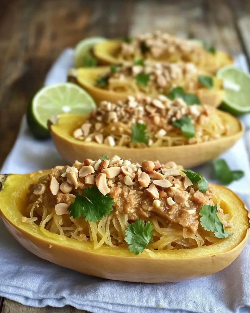 Classic Simple Thai Peanut Spaghetti Squash Boats (3 Ways!) image