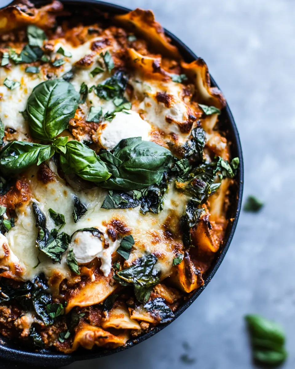 Homemade Simple Vegetarian Skillet Lasagna. photo