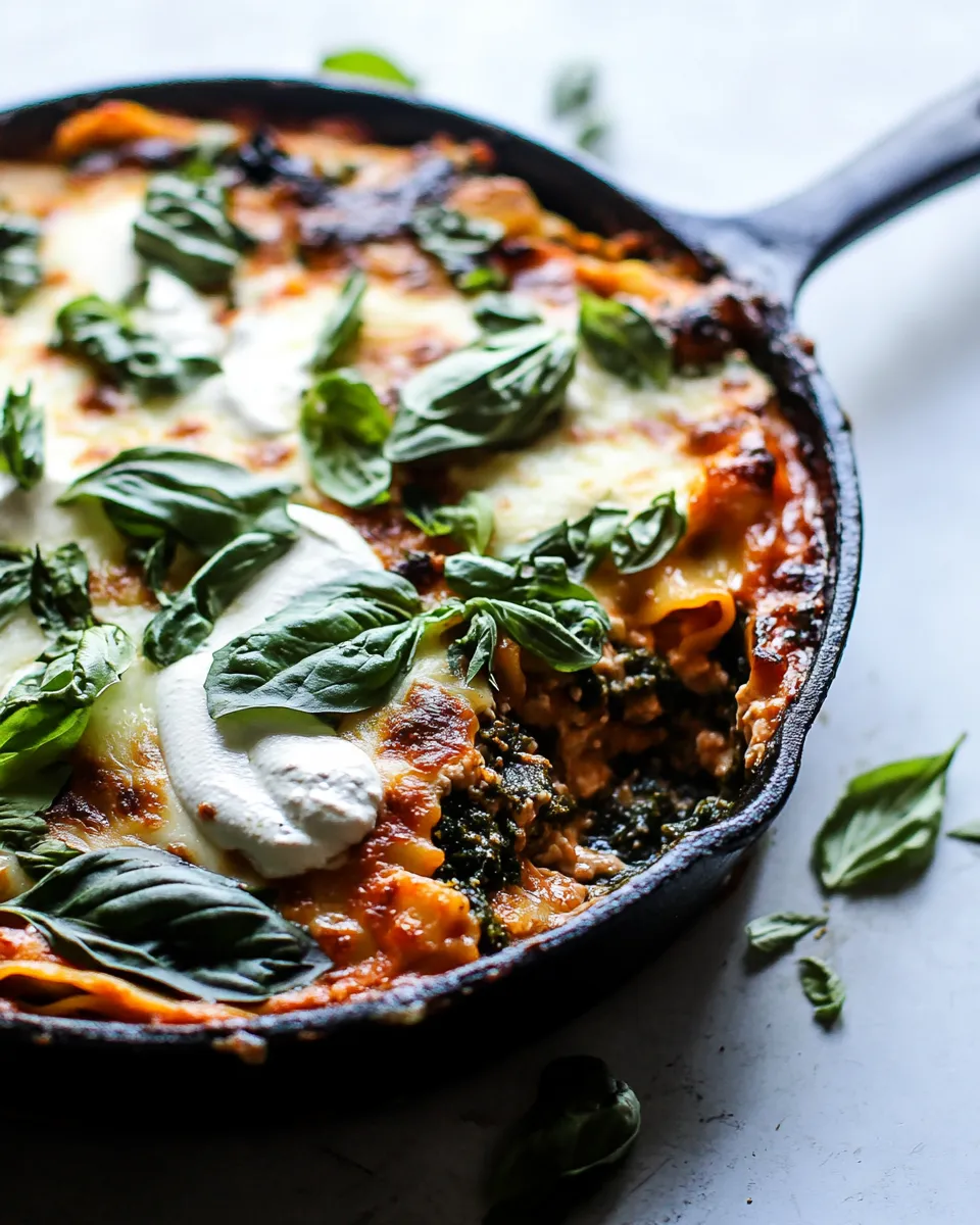 Easy Simple Vegetarian Skillet Lasagna. recipe image