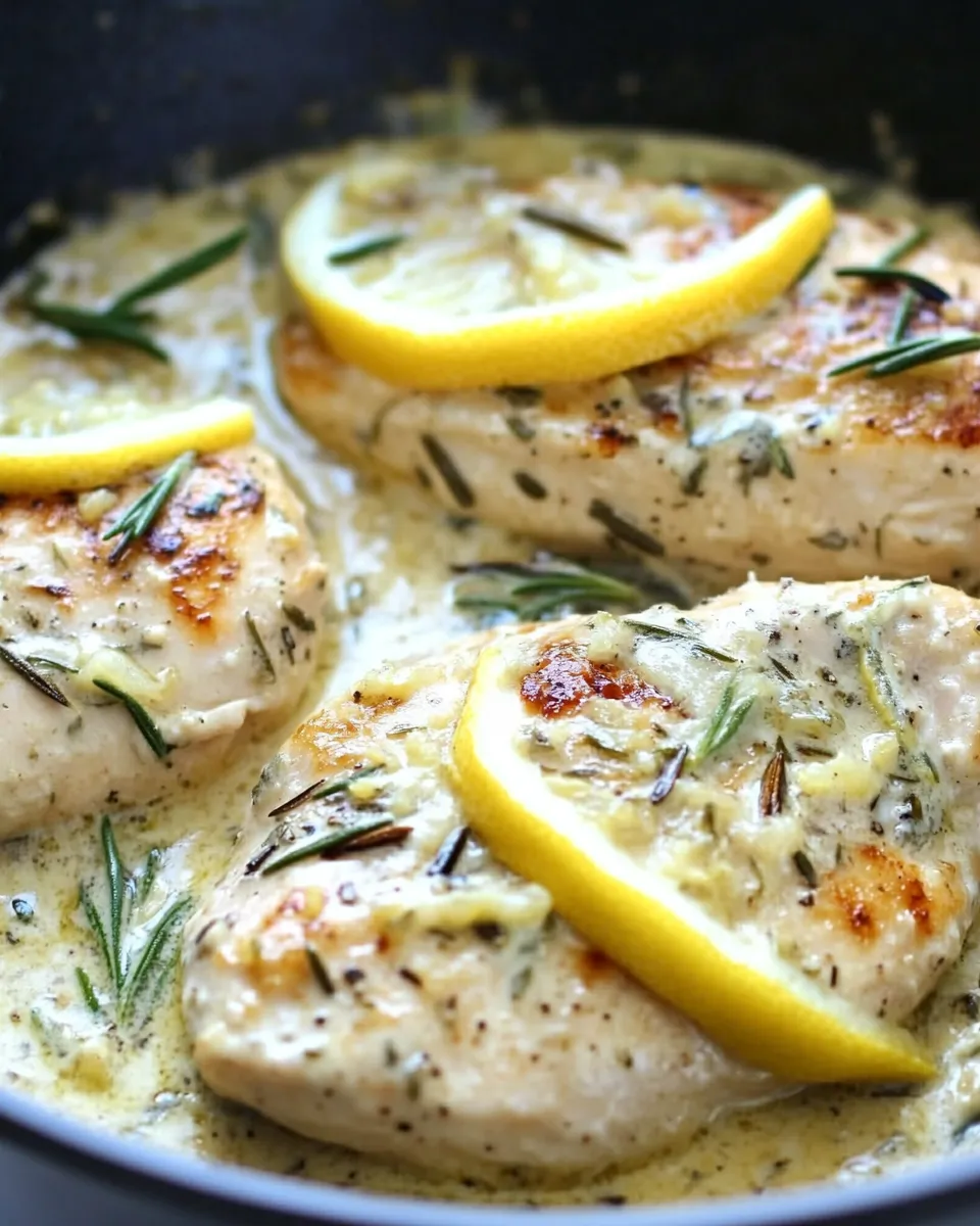 easy Skillet Creamy Lemon Rosemary Chicken recipe image