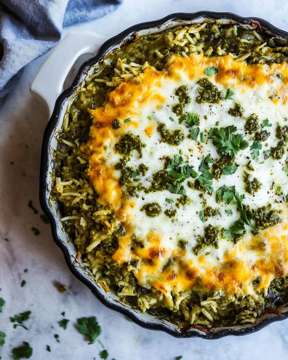 Tasty Skillet Salsa Verde Chicken Tortilla Rice Bake. recipe photo