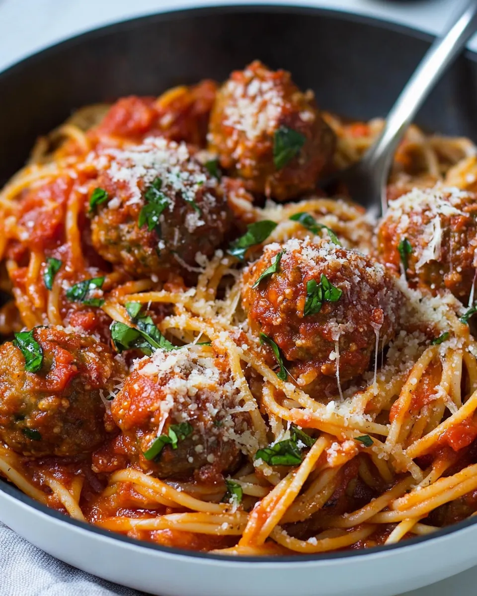 Classic Skillet Spaghetti and Meatballs recipe image