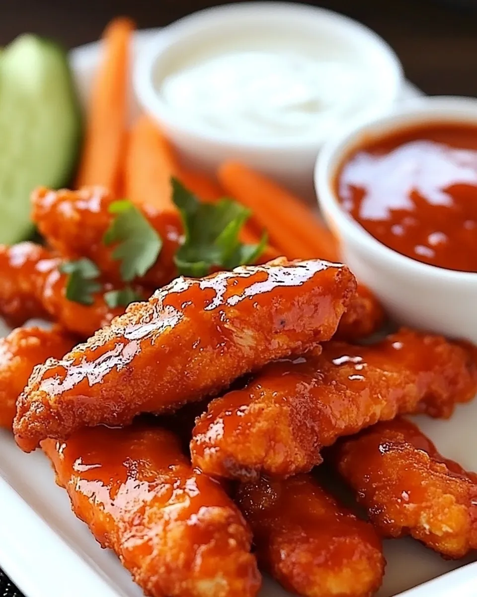 Delicious Skinny Buffalo Chicken Strips plate image