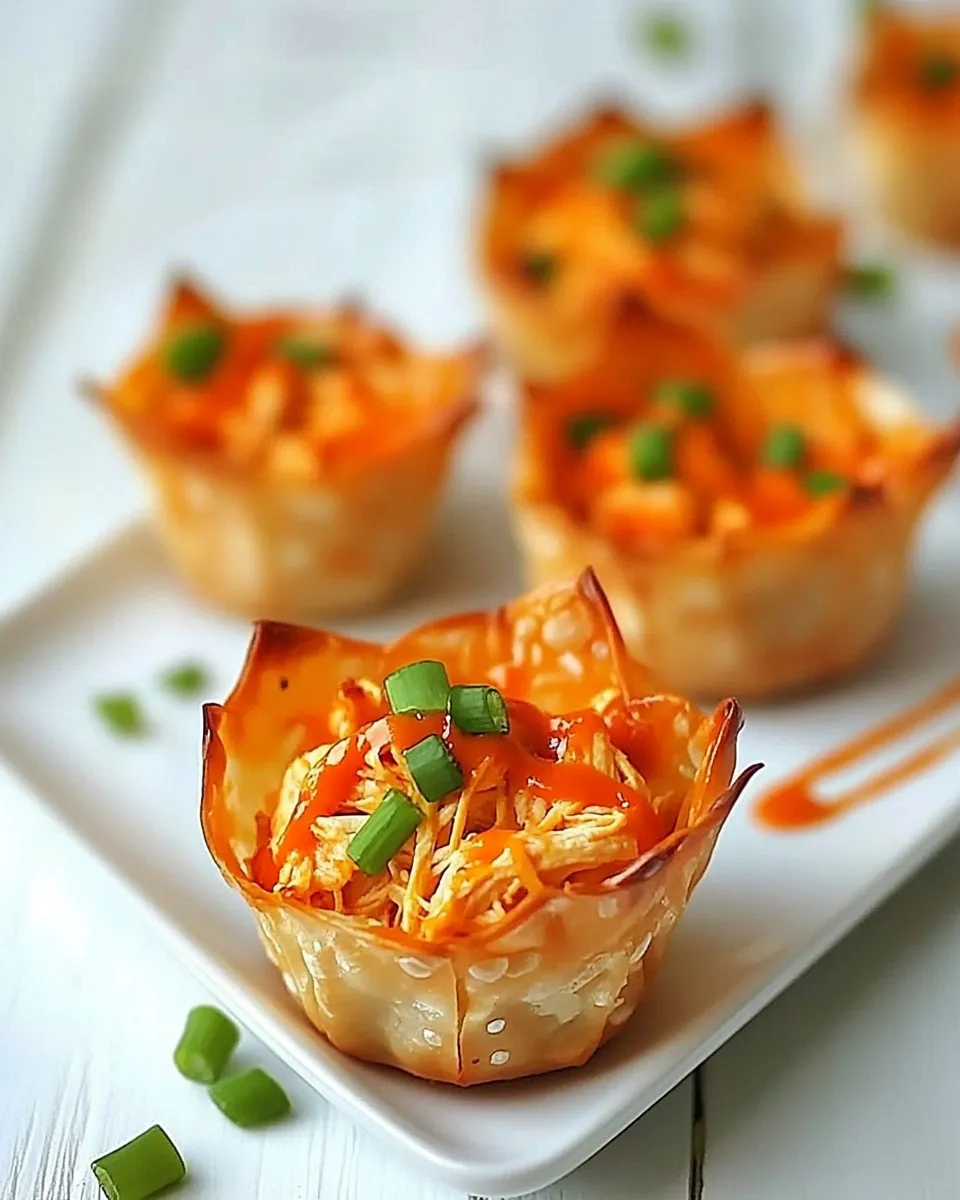 Classic Skinny Buffalo Chicken Wonton Cups image