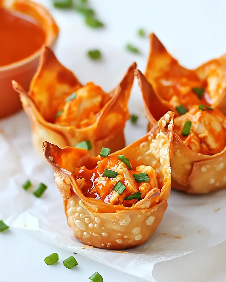 Easy Skinny Buffalo Chicken Wonton Cups recipe photo