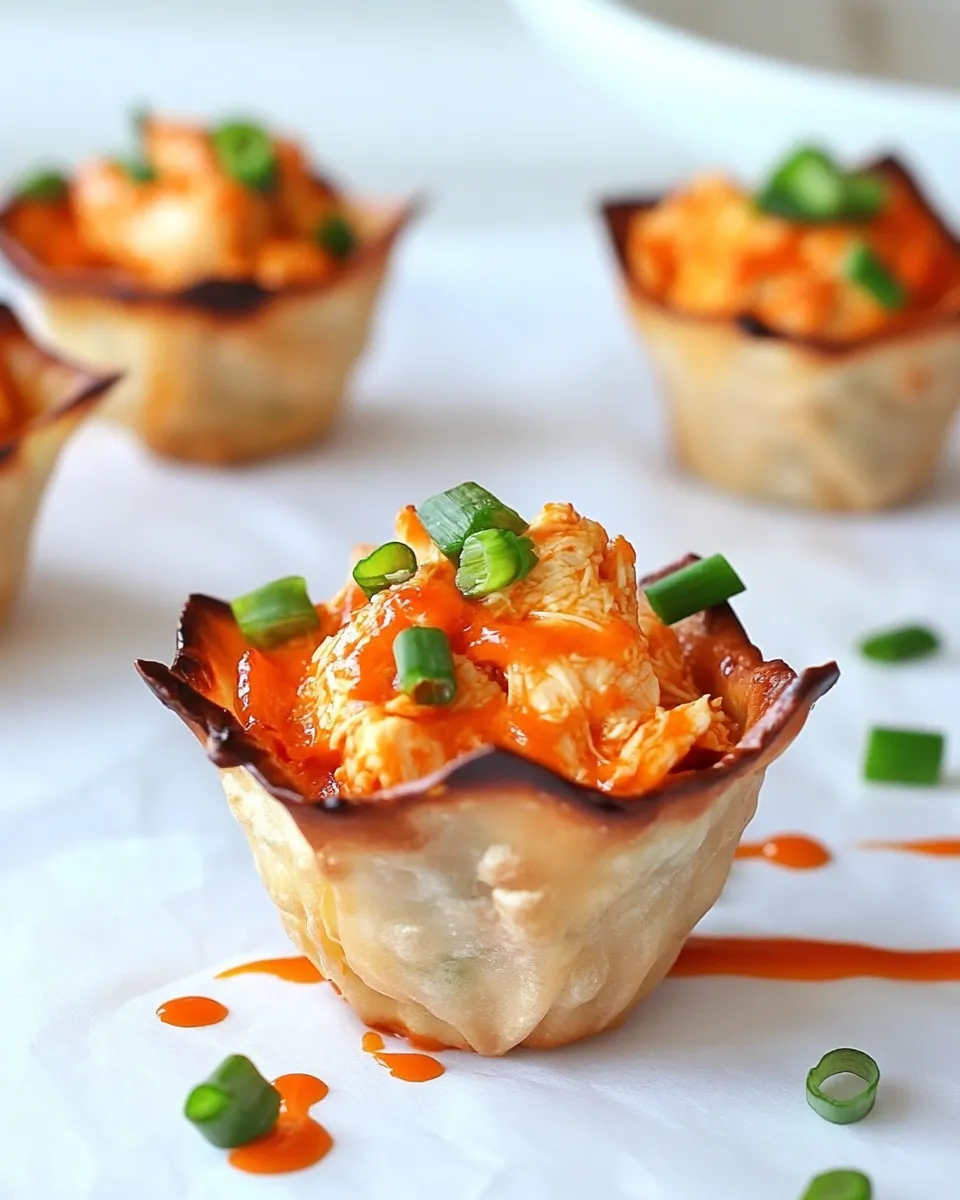 Delicious Skinny Buffalo Chicken Wonton Cups dish photo