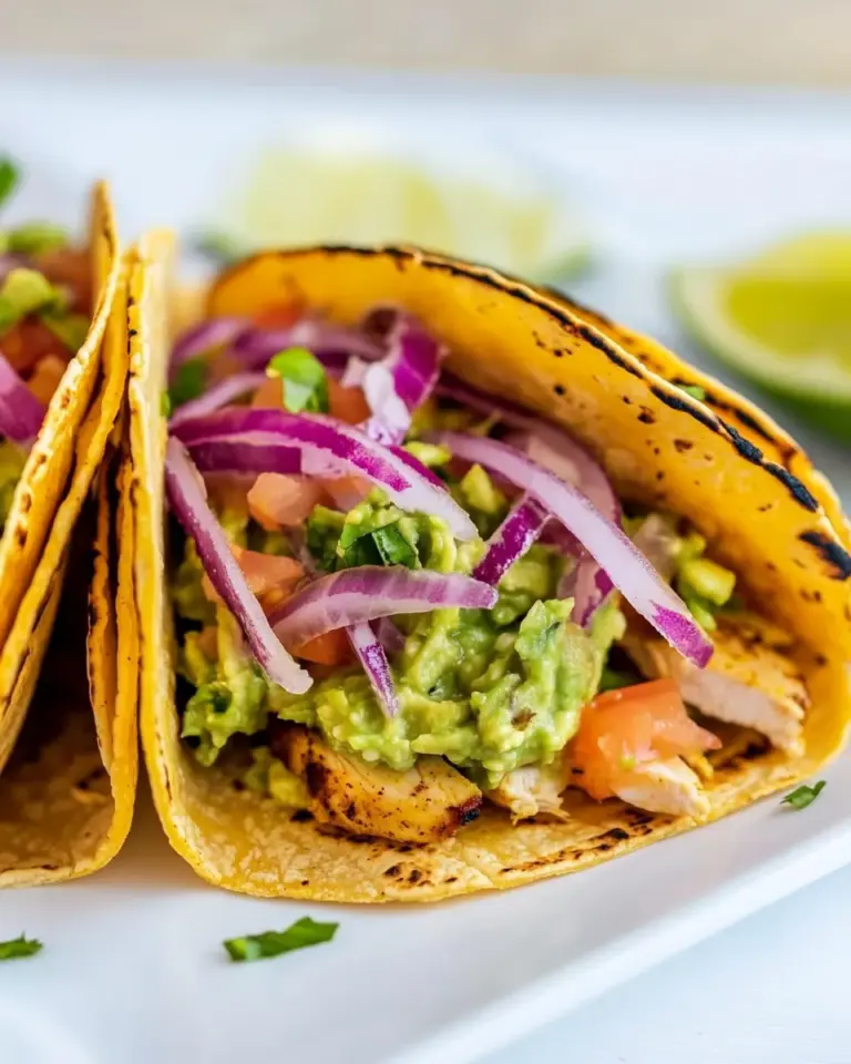 Homemade Skinny Chicken Tacos with Guacamole recipe photo