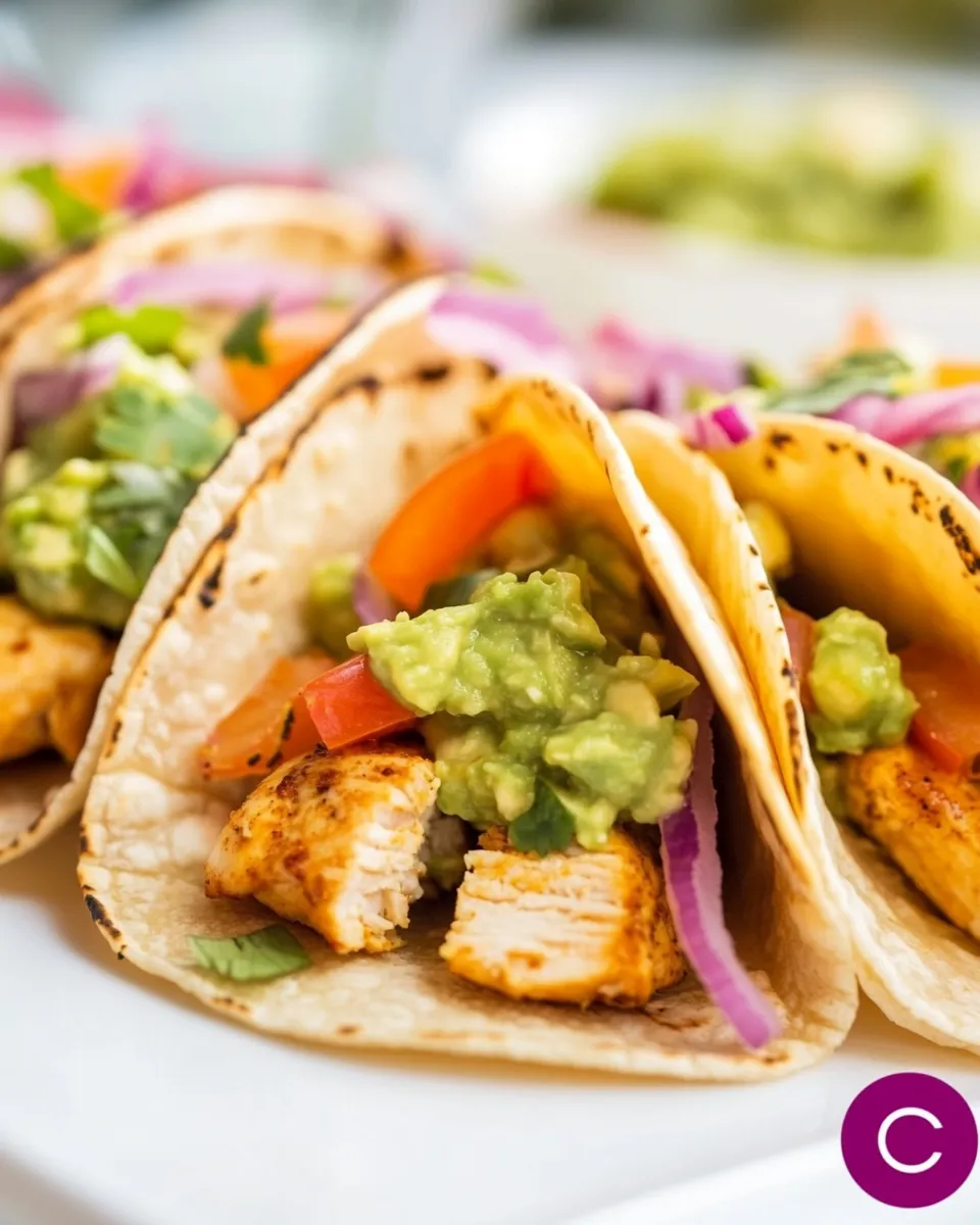 Classic Skinny Chicken Tacos with Guacamole dish photo