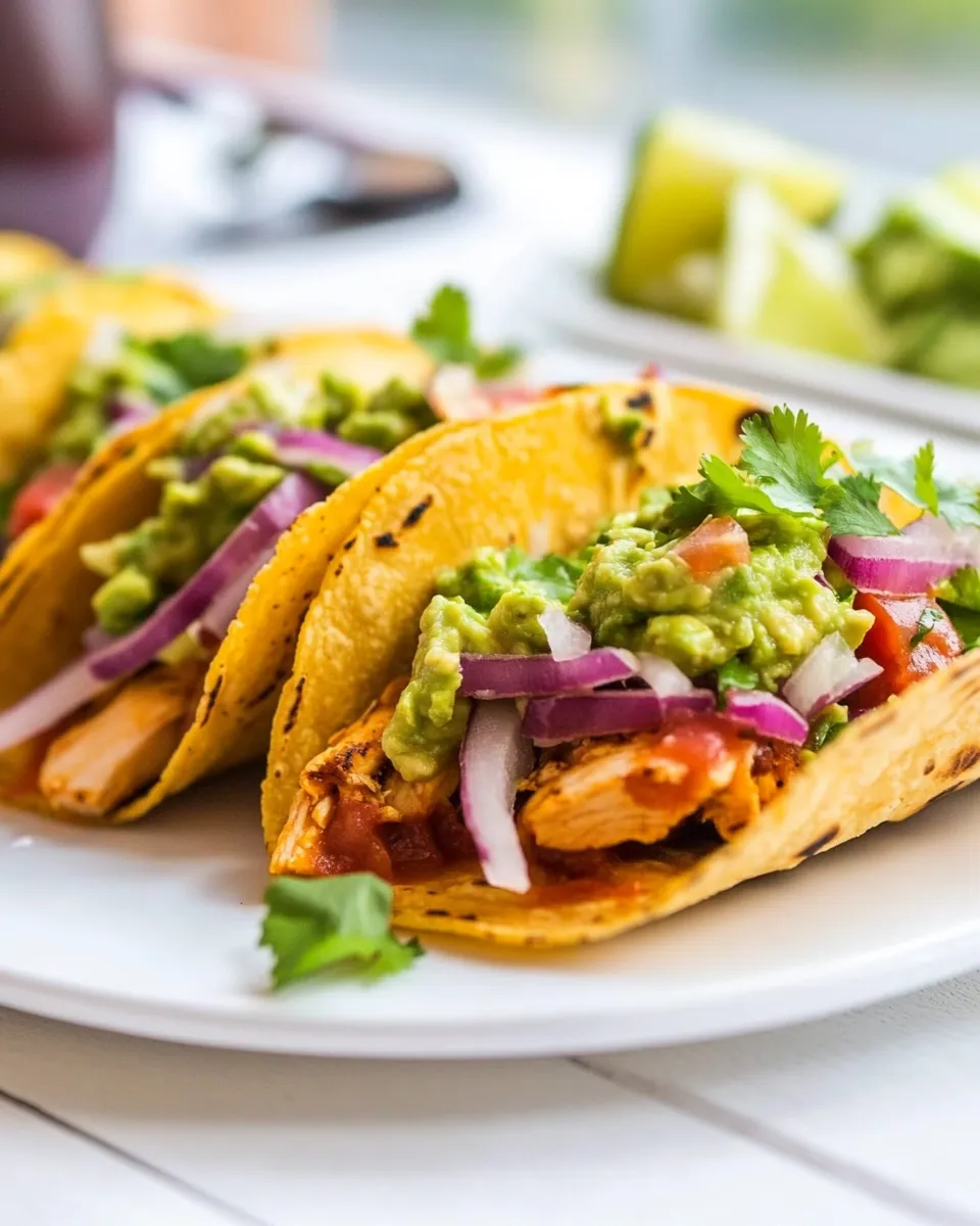 Delicious Skinny Chicken Tacos with Guacamole picture