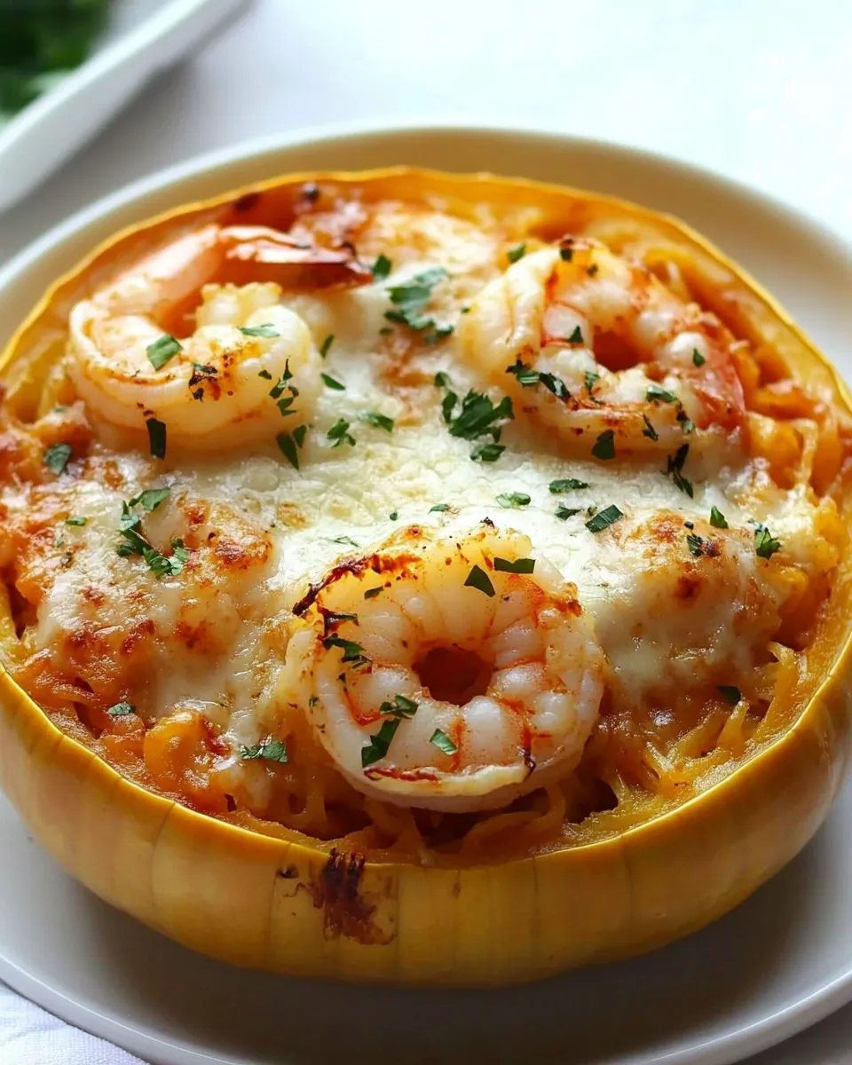 Homemade Skinny Shrimp Parmesan Spaghetti Squash photo