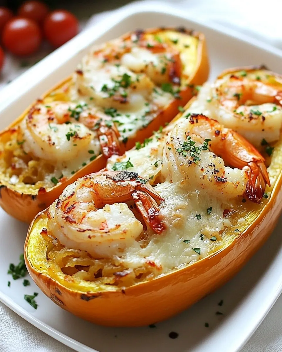 Delicious Skinny Shrimp Parmesan Spaghetti Squash dish photo