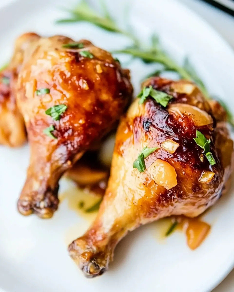 Homemade Slow Cooker Garlic Peach Chicken Legs photo