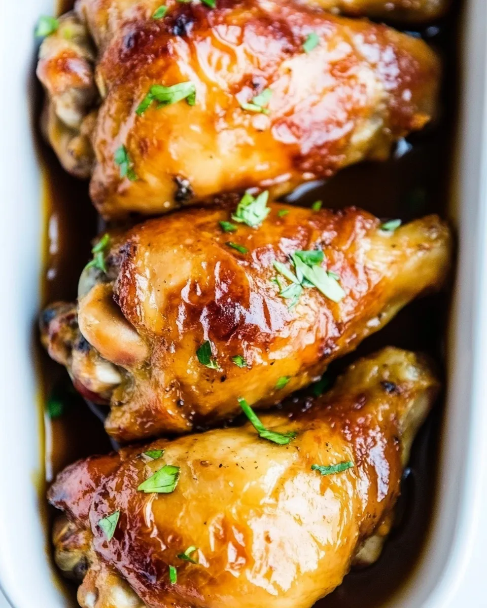 Classic Slow Cooker Garlic Peach Chicken Legs image