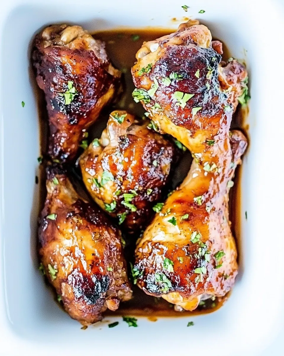Delicious Slow Cooker Garlic Peach Chicken Legs dish photo