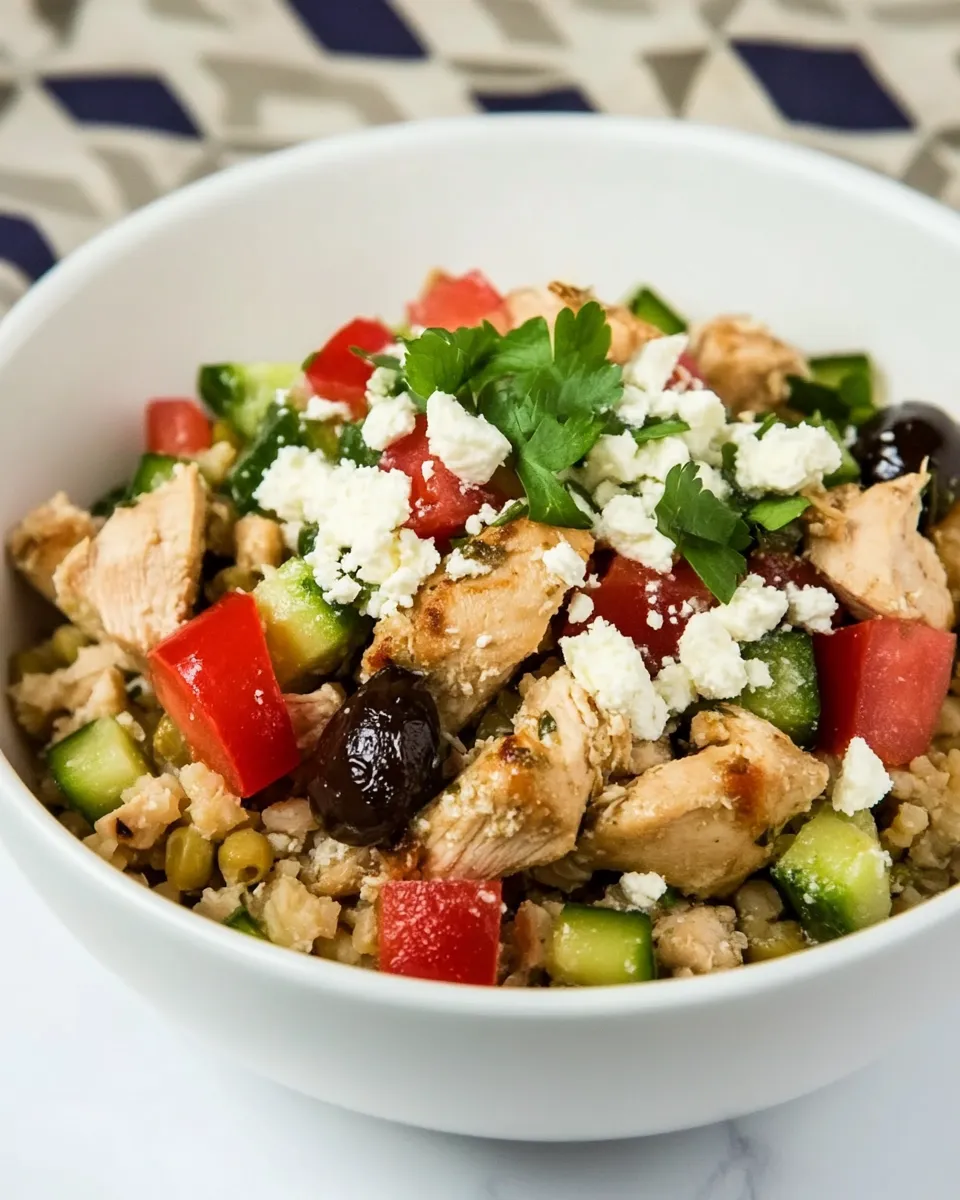 Delicious Slow Cooker Greek Chicken Bowls plate image