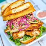 Homemade Smoked Chicken Sandwich with Kimchi Slaw photo