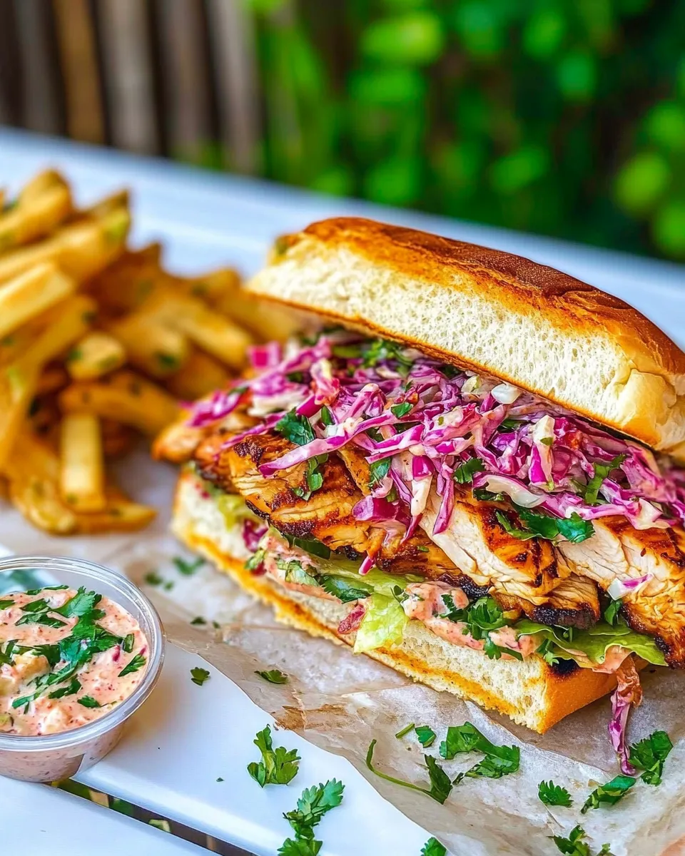 Easy Smoked Chicken Sandwich with Kimchi Slaw dish photo
