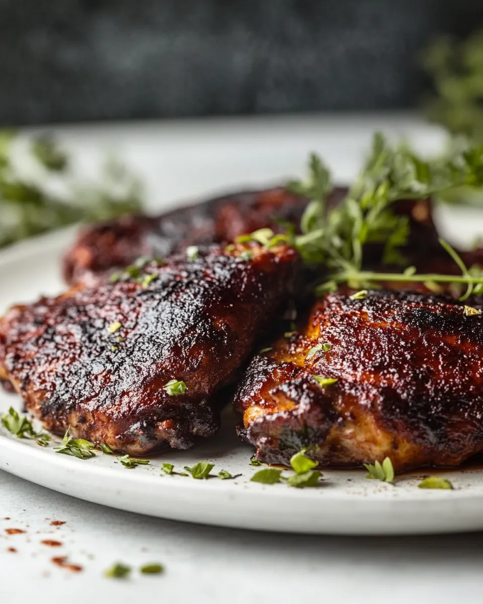 Delicious Smoked Chicken Thighs plate image