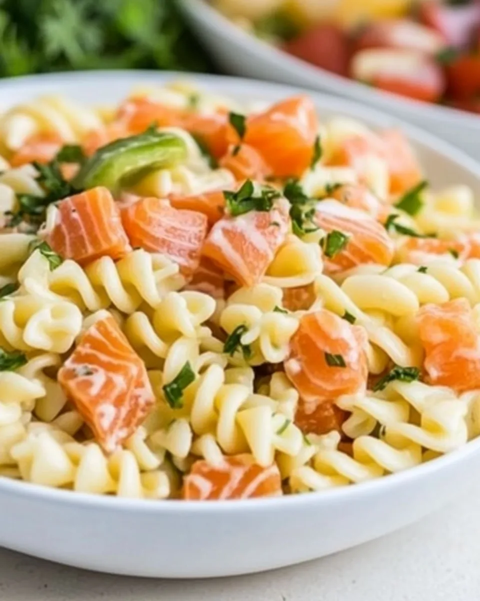Easy Smoked Salmon Pasta Salad food shot