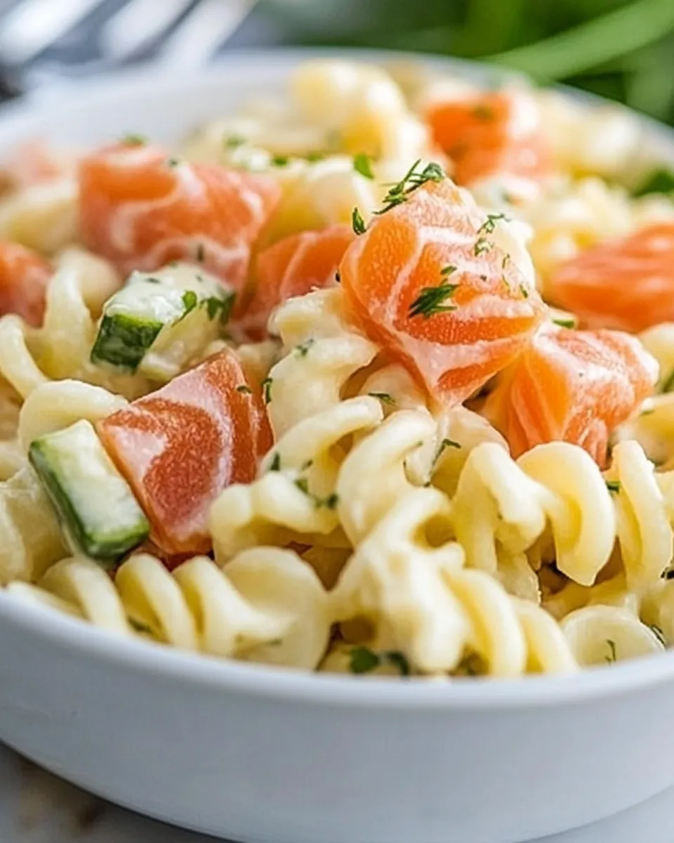 Delicious Smoked Salmon Pasta Salad plate image