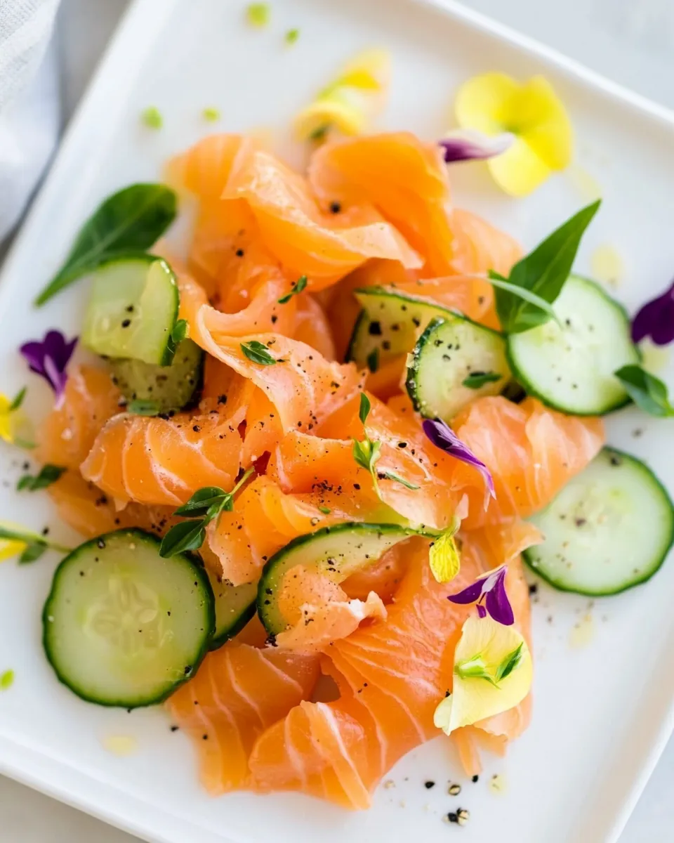 Delicious Smoked Salmon and Cucumber Salad plate image