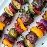 Homemade Smoked Steak Kabobs with Veggies on the Traeger Grill recipe photo