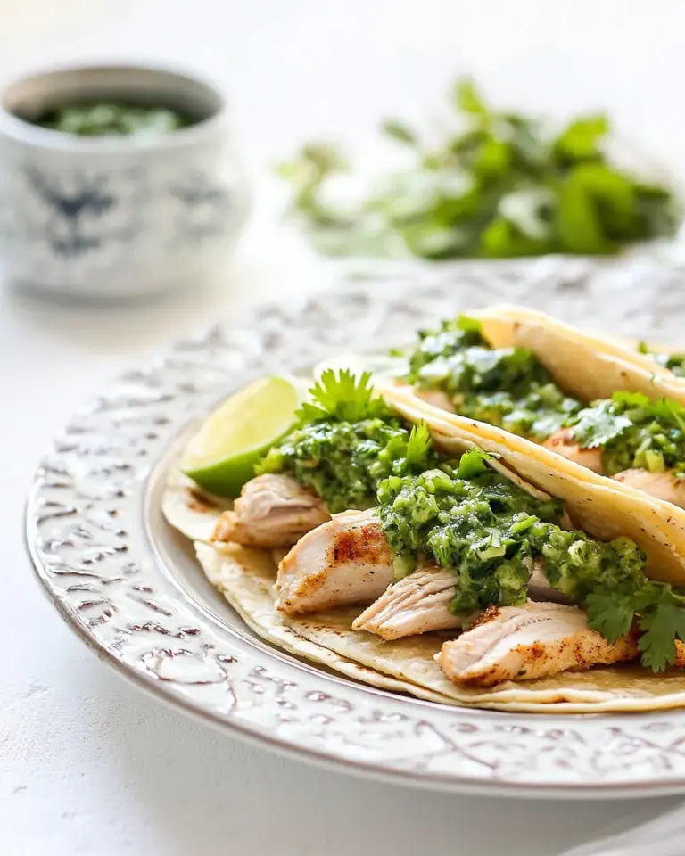 Homemade Soft Chicken Tacos with Cilantro Chimichurri and Homemade Corn Tortillas recipe image