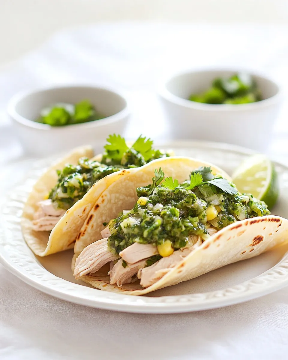 Classic Soft Chicken Tacos with Cilantro Chimichurri and Homemade Corn Tortillas dish photo