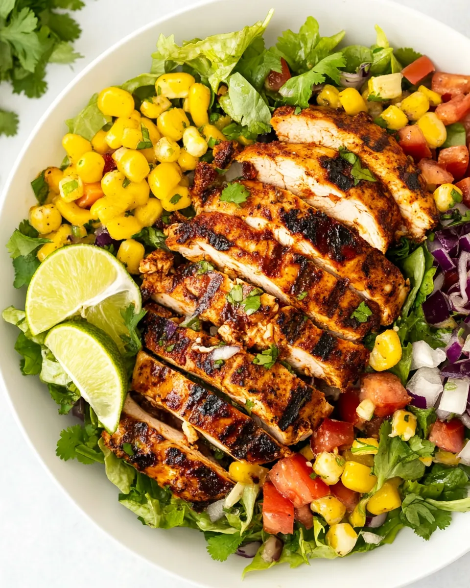 Easy Southwest Salad with Grilled Chicken and Cumin Lime Vinaigrette food shot