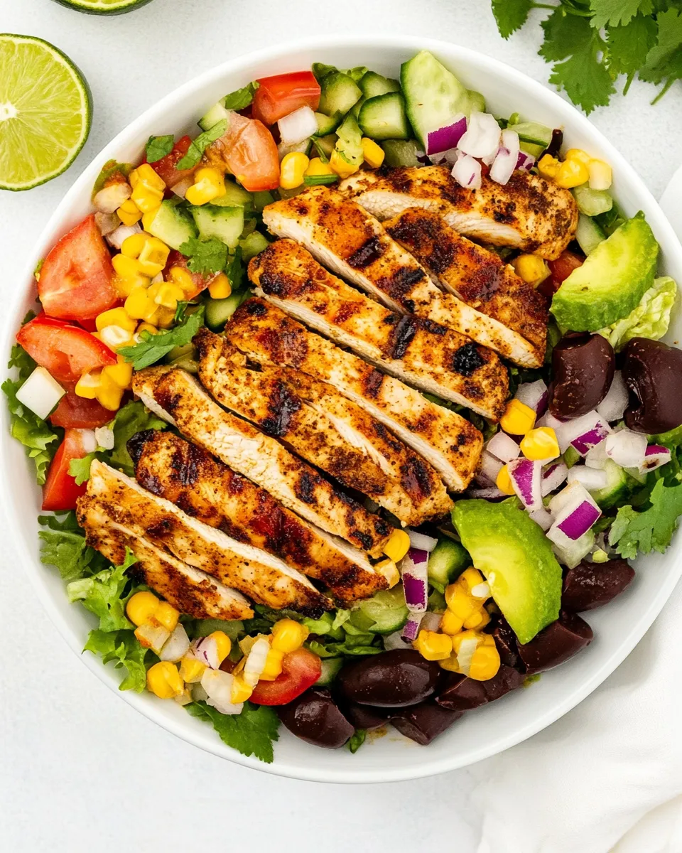 Delicious Southwest Salad with Grilled Chicken and Cumin Lime Vinaigrette plate image