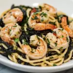 Homemade Spaghetti Nero with Garlic Shrimp photo