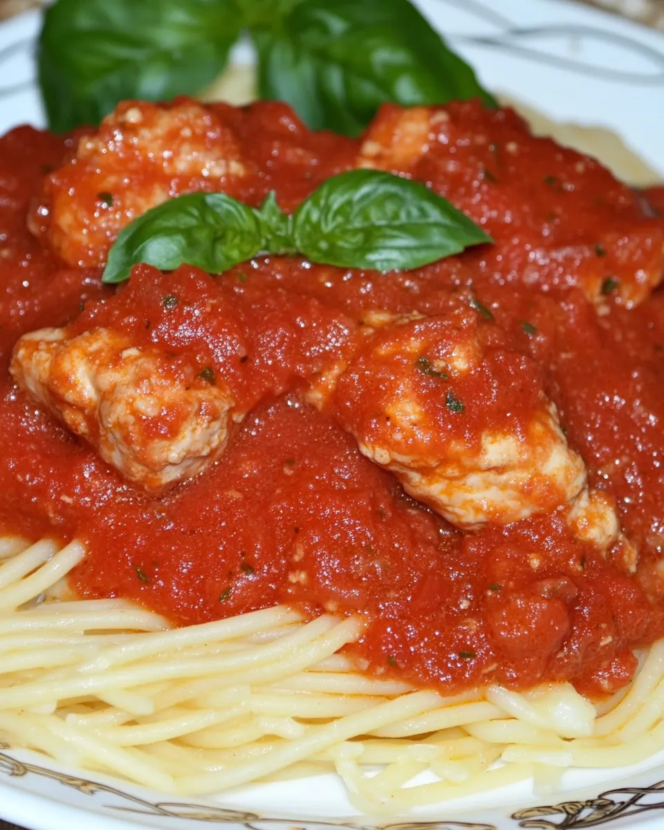 easy Spaghetti Rigati with Chicken and Tomato Sauce picture