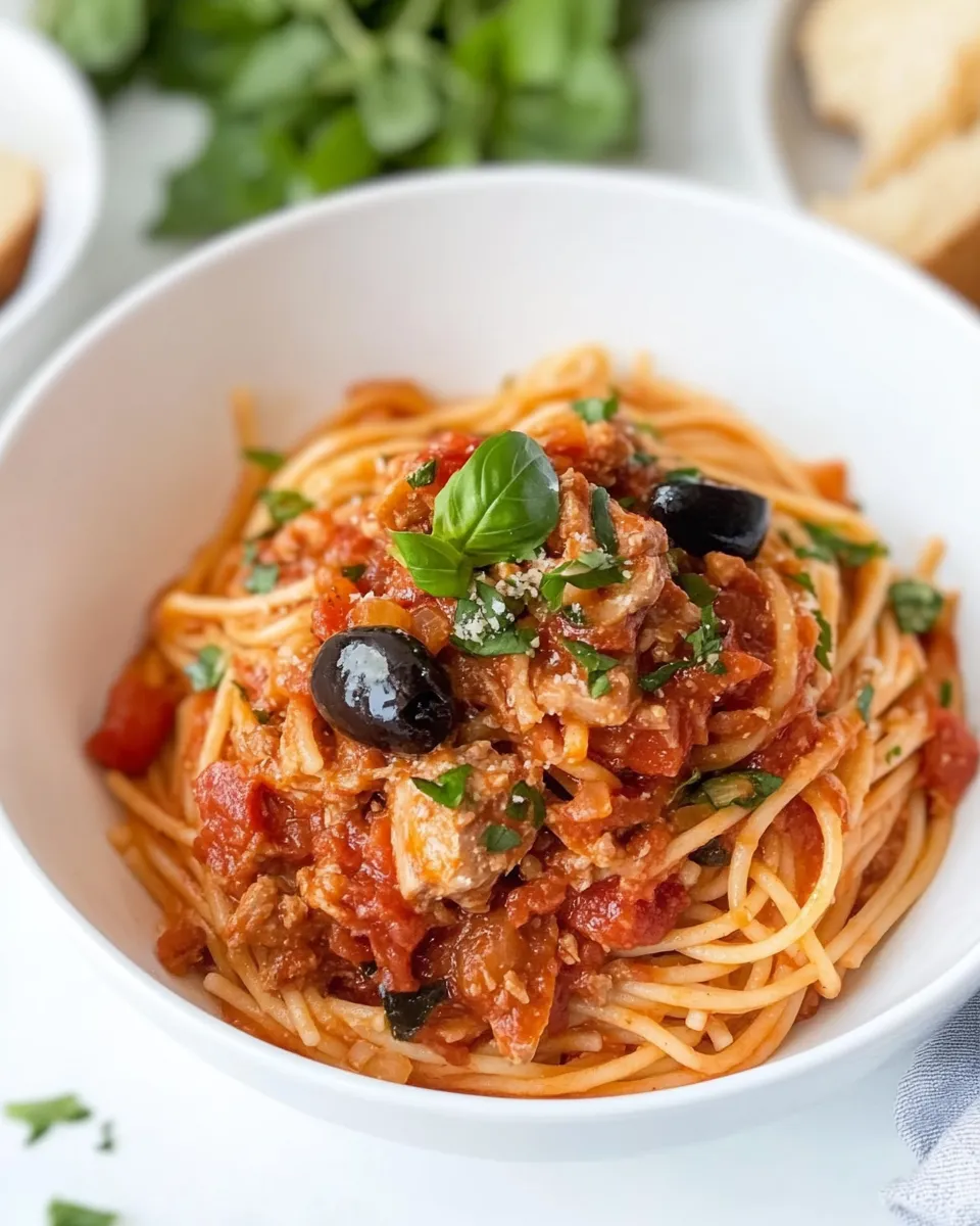 homemade Spaghetti Tuna Puttanesca photo