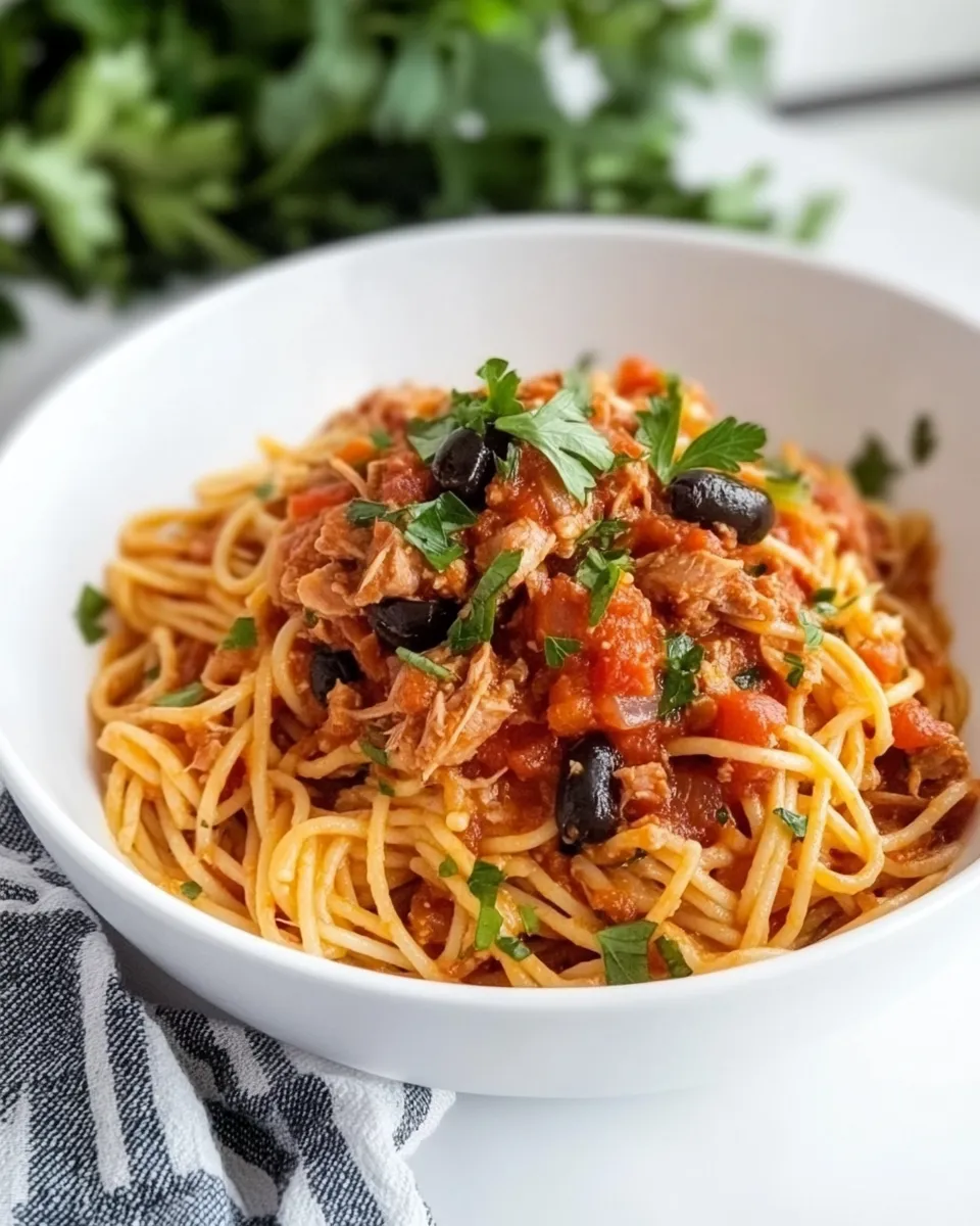 easy Spaghetti Tuna Puttanesca recipe photo