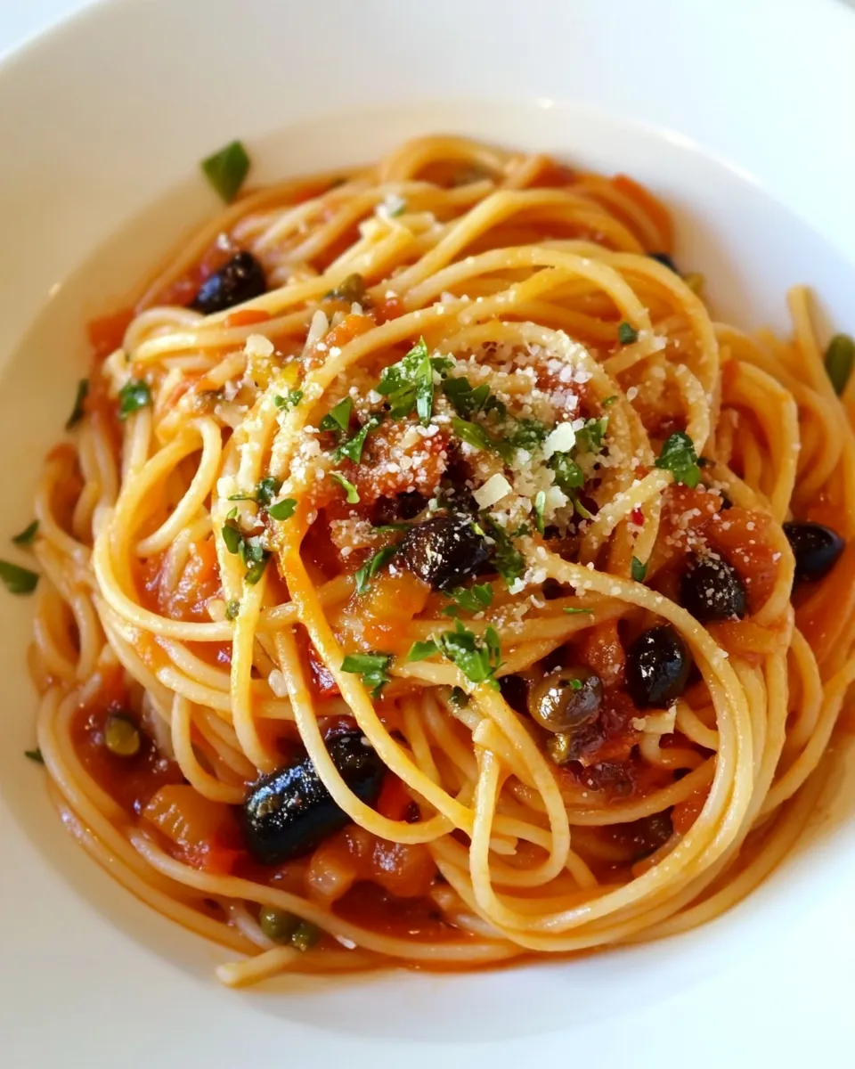 Delicious Spaghetti alla Puttanesca food shot