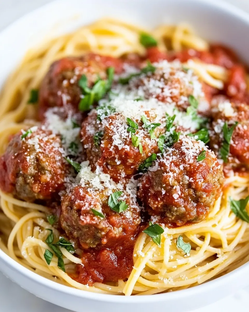 Delicious Spaghetti and Meatball Recipe shot