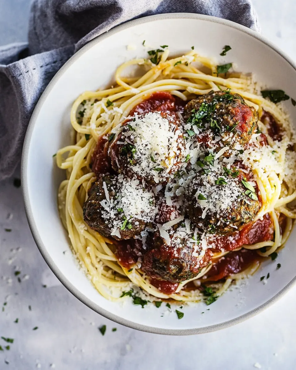 Classic Spaghetti and Meatballs. plate image