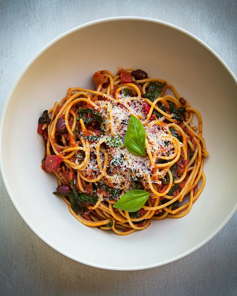 Homemade Spaghetti puttanesca recipe photo