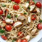 Homemade Spaghetti with Chicken and Grape Tomatoes photo