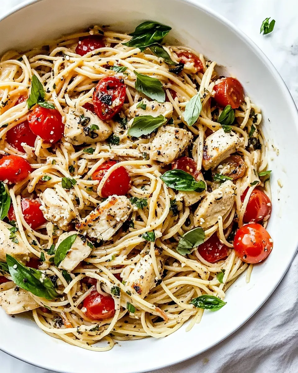 Classic Spaghetti with Chicken and Grape Tomatoes image