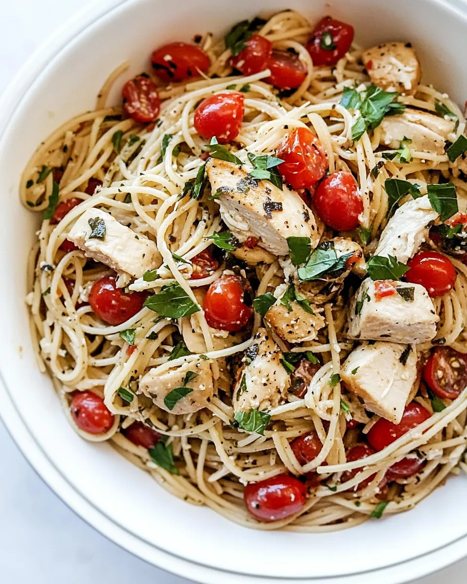 Easy Spaghetti with Chicken and Grape Tomatoes recipe photo
