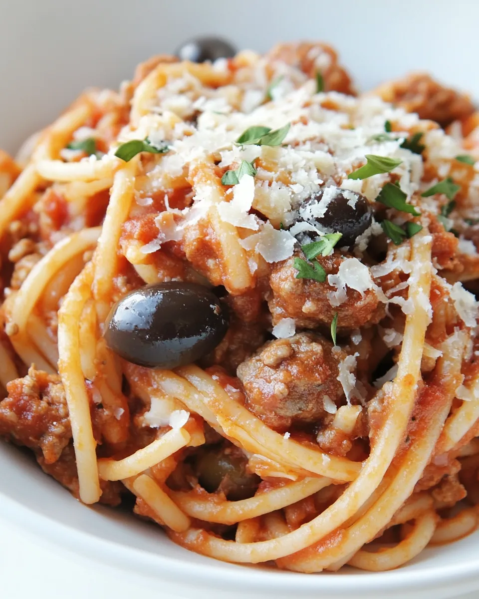 easy Spaghetti with Italian Sausage and Olives recipe photo