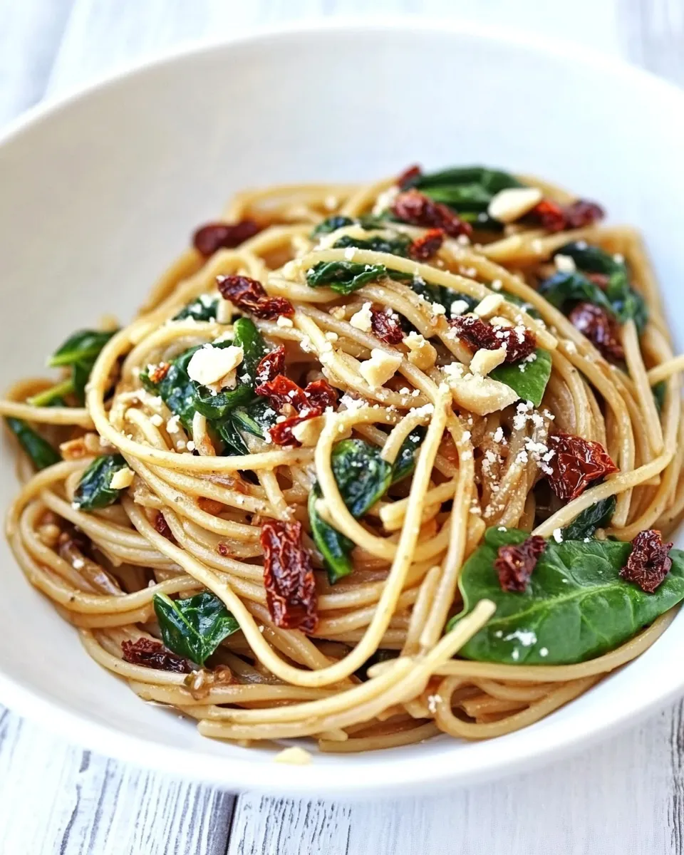 easy Spaghetti with Sun Dried Tomatoes & Spinach picture