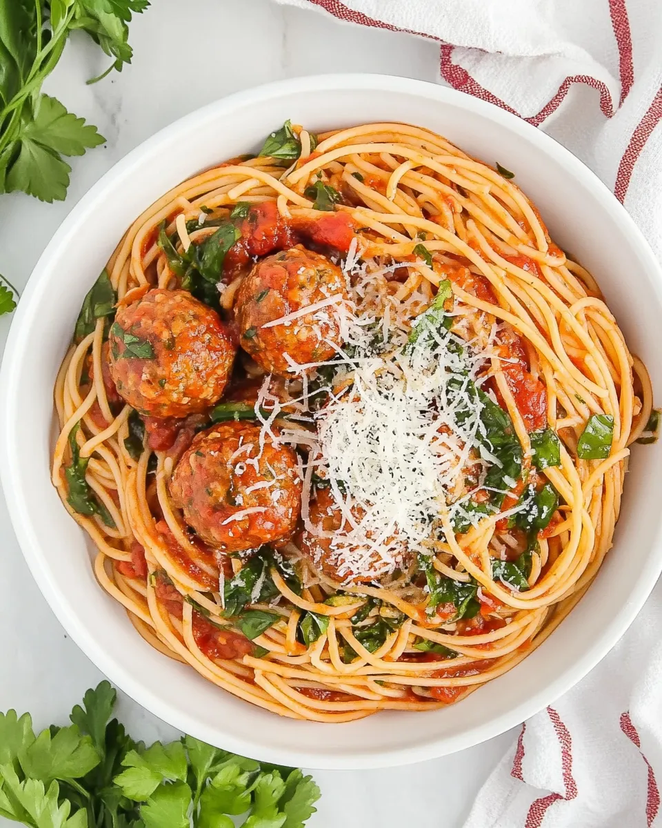 Classic Spaghetti with Turkey Meatballs in Spicy Tomato Sauce image