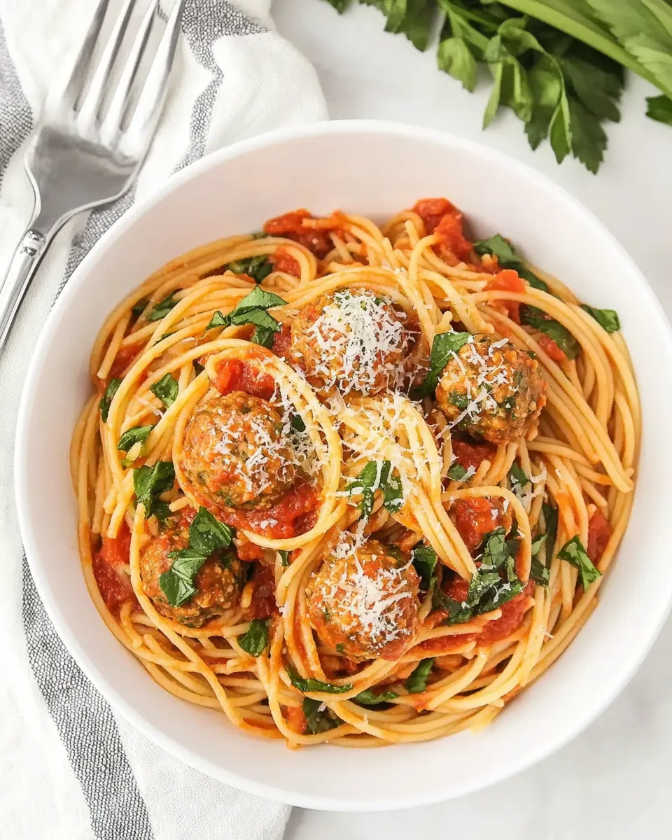 Easy Spaghetti with Turkey Meatballs in Spicy Tomato Sauce picture