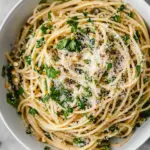 Homemade Spelt Spaghetti with Parsley and Garlic Oil photo