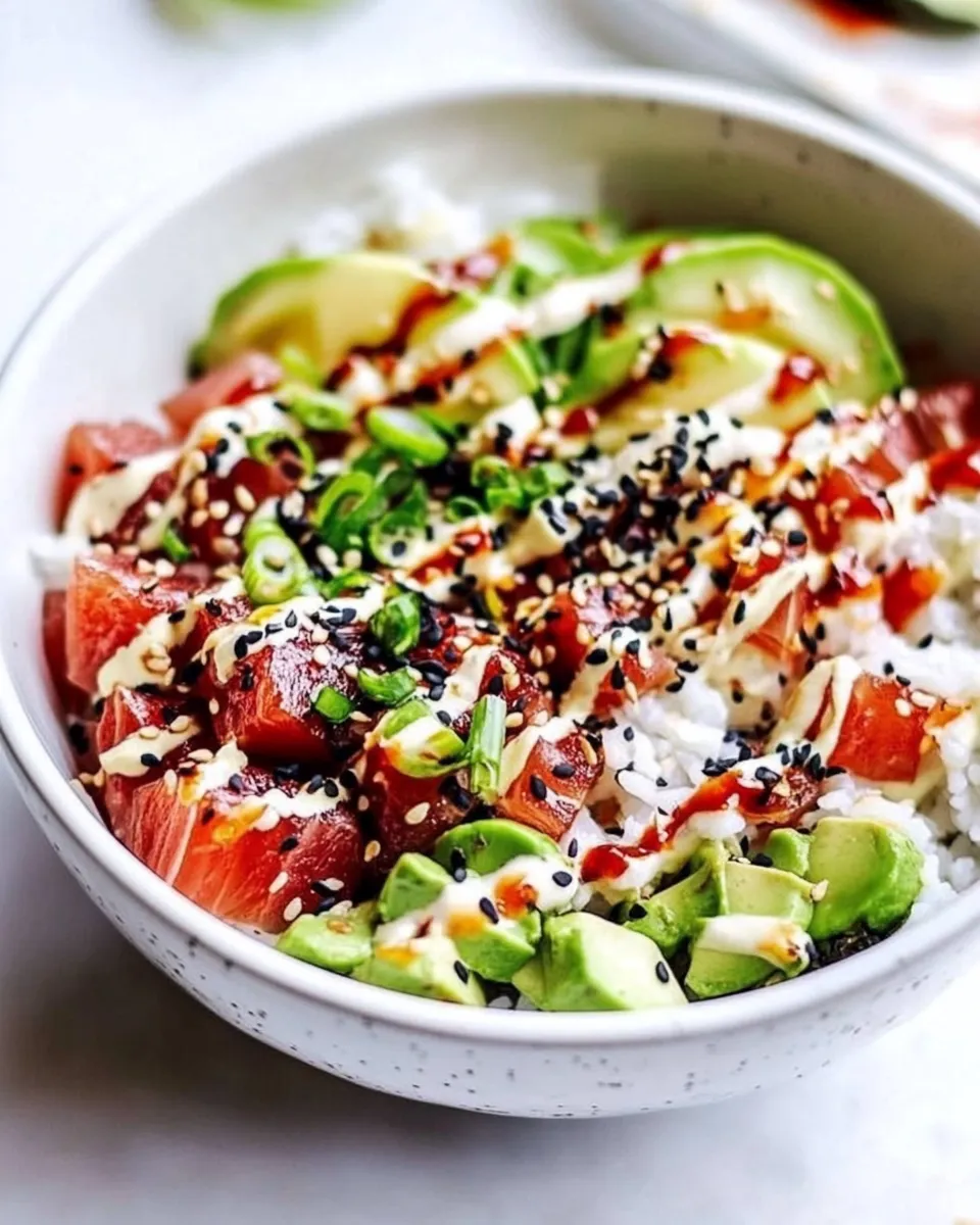 Homemade Spicy Tuna Poke Bowl photo