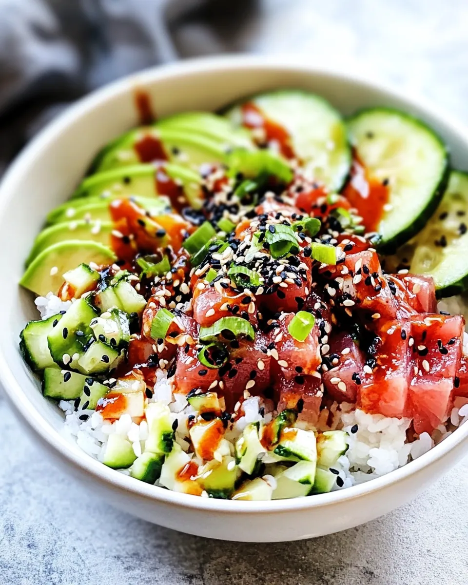 Delicious Spicy Tuna Poke Bowl dish photo