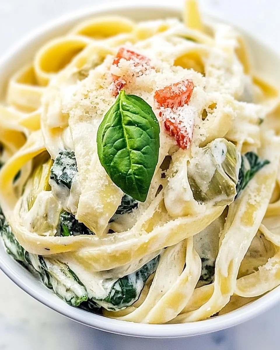 Classic Spinach Artichoke Fettuccine Alfredo image
