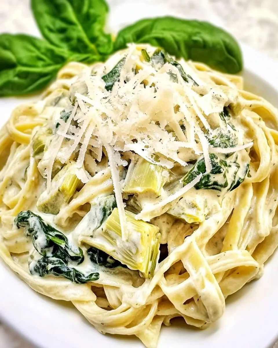 Easy Spinach Artichoke Fettuccine Alfredo recipe photo